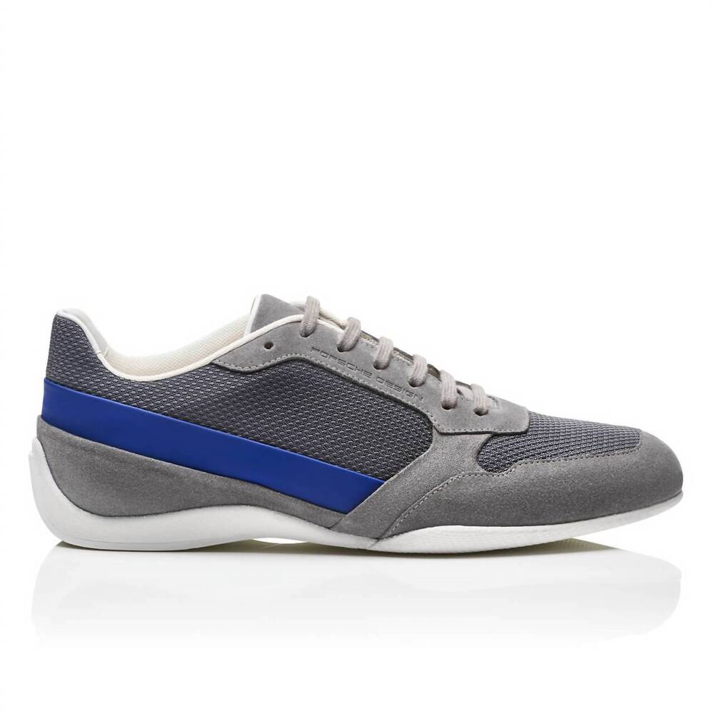 NEW PORSCHE DESIGN men's racer velours mesh asphalt sneakers in gray